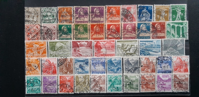 SVEITSI VANHAA n1900-50 luku LEIMATTUJA postimerkkejä 47 kpl