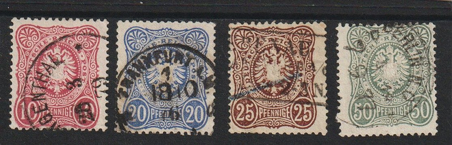 1875 SAKSA 10Pf-50Pf Vaakunamerkkejä leimattuna