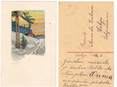 Vanha kortti, maisema, vuodelta 1916