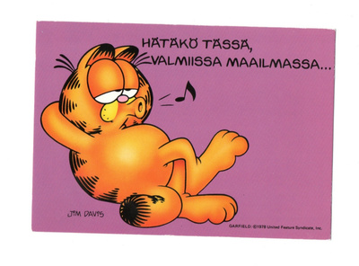 Karvinen "°HÄTÄKÖ TÄSSÄ VALMIISSA MAAILMASSA..." -KORTTI