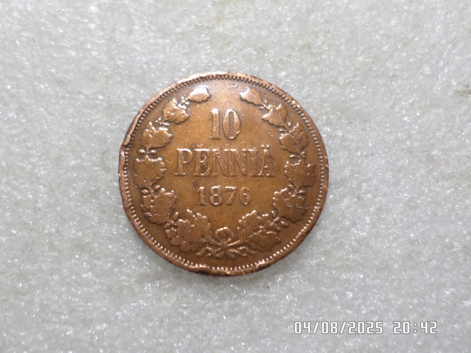 10  penniä  1876  pieni  kutonen , kl 8  .