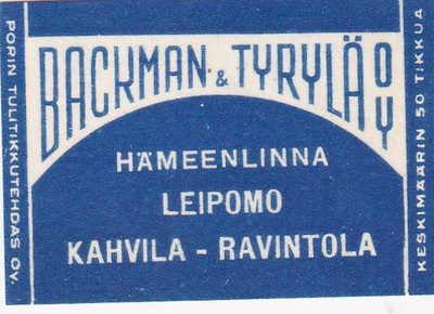 Hämeenlinna, Backman & Tyrylä Oy   b589