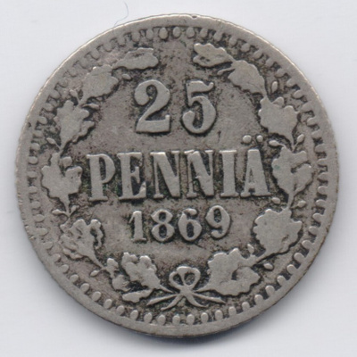 1869 25 penniä tyyppi 1.1 kl3