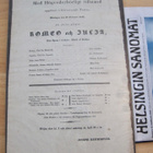 VANHA Juliste Ohjelma Ooppera Romeo ja Julia Turku 1842 - pikkukuva 1
