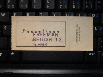 FREEMAN Pääsylippu Reidar,Oulu, 3.2.*80*s. MINT!