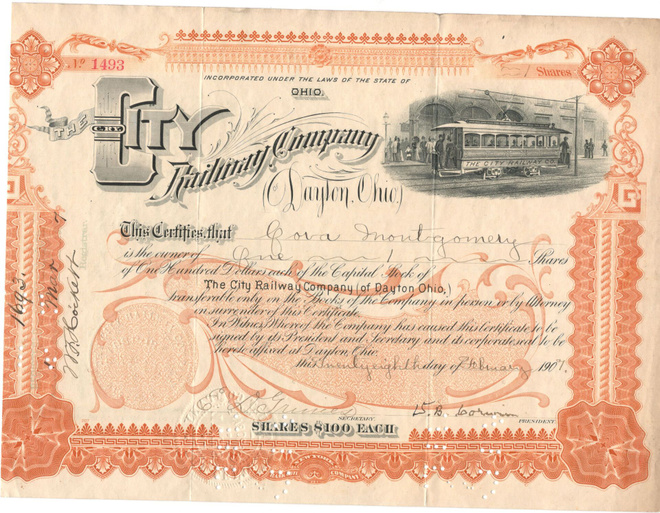 OKK Osakekirja Ohio City Railway Company 1901