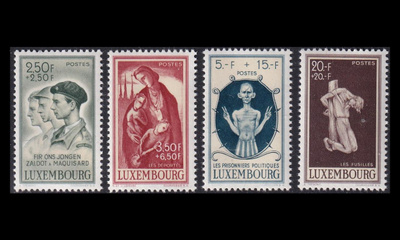 Luxemburg 399-402 ** Caritas sodan uhrit (1946)