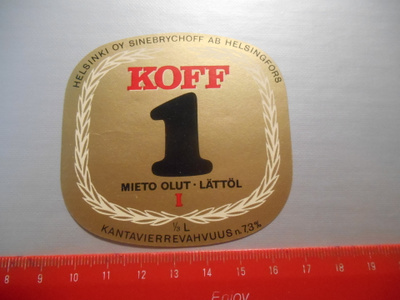 KOFF 1 mieto olut etiketti