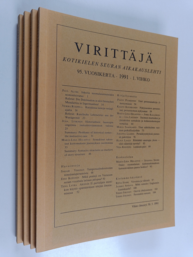 Virittäjä vuosikerta 1991 (nrot 1-4)