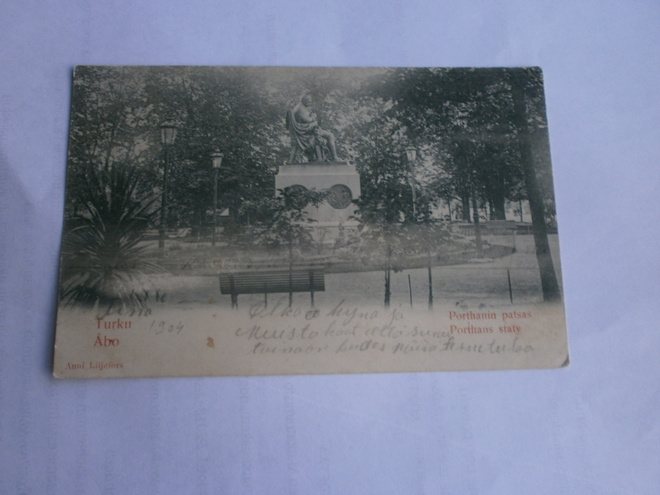 Turku, Porthanin patsas, vanha mv kortti, p. 1904