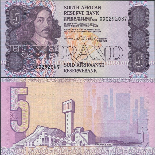 Etelä-Afrikka 5 Rand 1990 (P-119e) UNC XX replacement