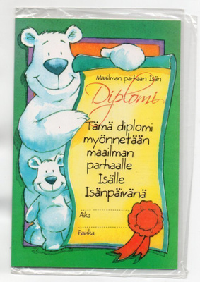 ISÄNPÄIVÄ ...°"DIPLOMI°" 2-osainen -KORTTI / (muovissa)