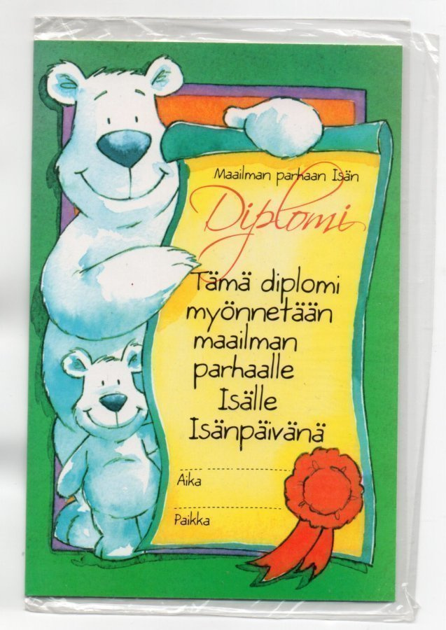 ISÄNPÄIVÄ ...°"DIPLOMI°" 2-osainen -KORTTI / (muovissa)