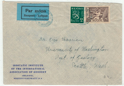 M30 1949 lentokirje USAhan