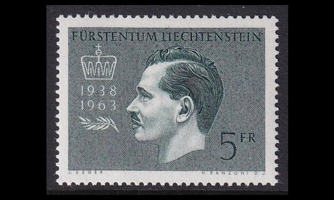 Liechtenstein 427 ** Prinssi Franz Joseph 25v vallassa (1963