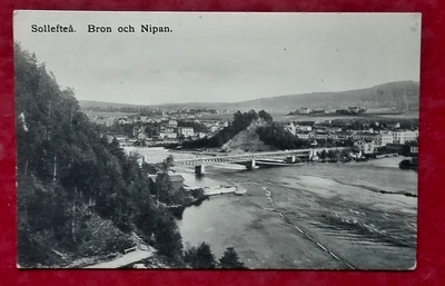Sollefteå. Bron och Nipan (Ruotsi) vanha postikortti