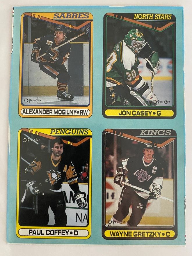 90-91 OPC Box Bottom Mogilny Gretzky  Coffey Casey