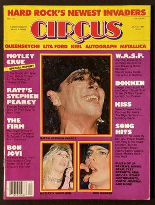 Circus 1985 : W.A.S.P. , Mötley Crue , Ratt , Dokken jne...