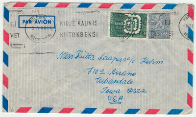 1964 lääkärikongressi ym lentokirje USAhan