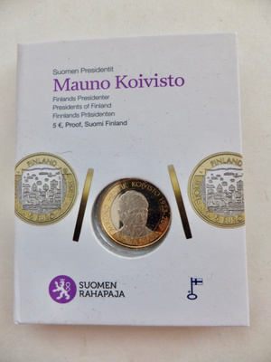 Suomi 5 Euro 2018 Presidentti Koivisto PROOF Alkup Pakkaus