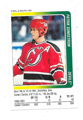 1991-92 Panini #217 Patrik Sundström New Jersey Devils
