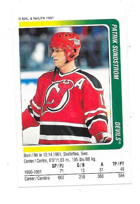 1991-92 Panini #217 Patrik Sundström  New Jersey Devils