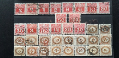 ITÄVALTA POSTAGE DUE 1894-1913 postimerkkejä o 34 kpl