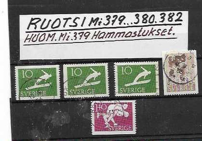 RUOTSI MI 379........380,382 HUOM.Mi 379 hammastukset