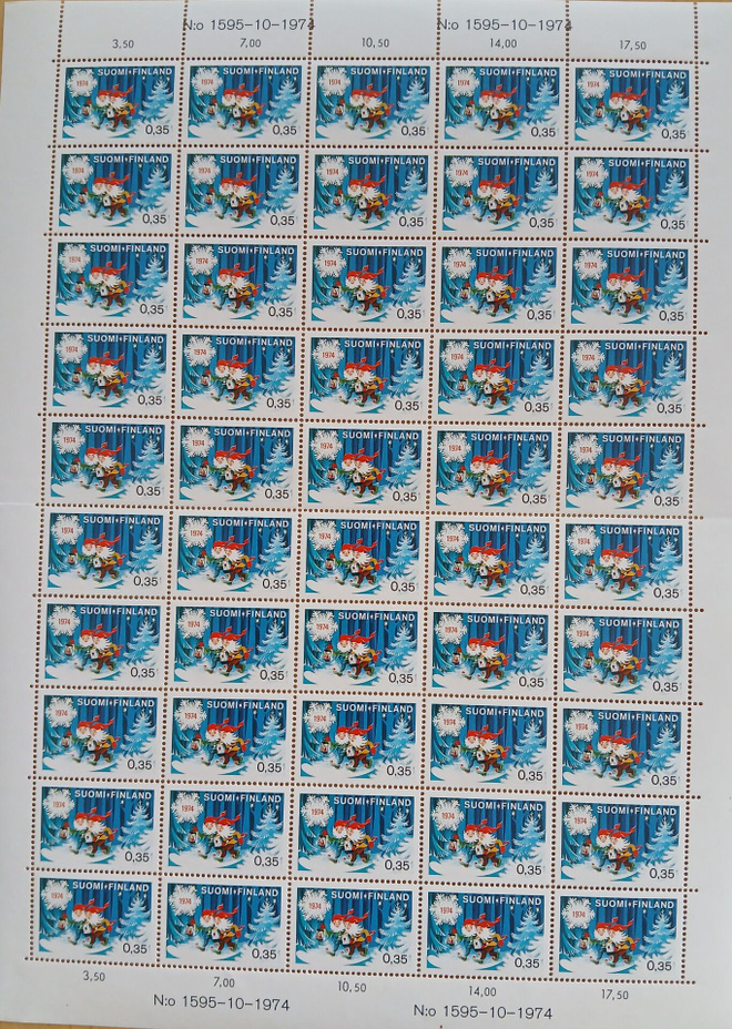 Postimerkkiarkki Joulu 16.11.1974, LAPE 757 **.