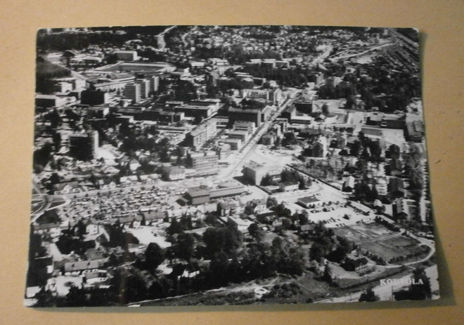 Kouvola, ilmakuvapk, keskustaa, tori, T:mi Karhumäki, ei p.