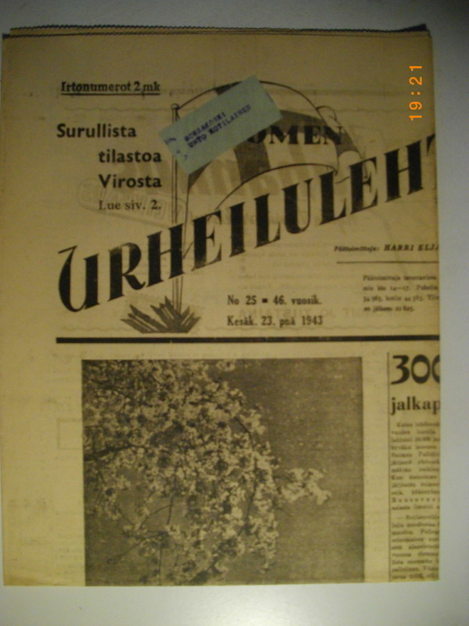 Suomen Urheilulehti Nro 25/1943 (25.3)