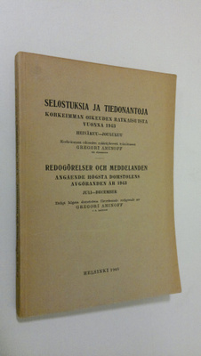 Gregori Aminoff : Selostuksia ja tiedonantoja Korkeimman ...