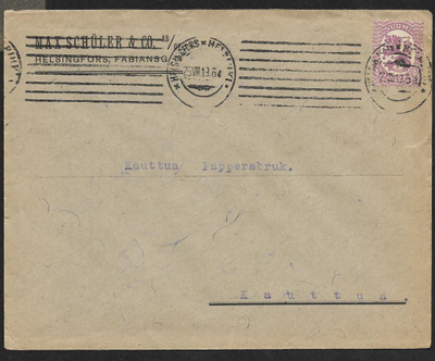 Postilähetys - Saarinen 0,40mk (LAPE 72A) Helsinki 25.8.1919