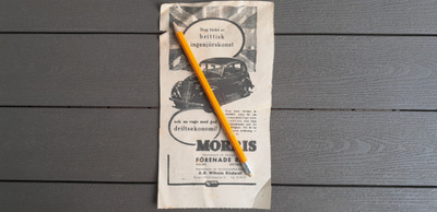 Morris Auto Lehtimainosleike n.1949