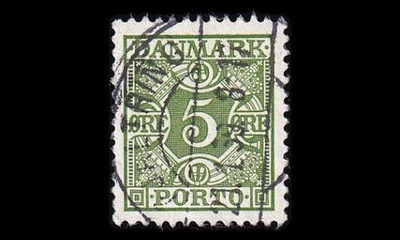 Tanska PORTO_27 o 5 öre vihreä ruututausta (1934)