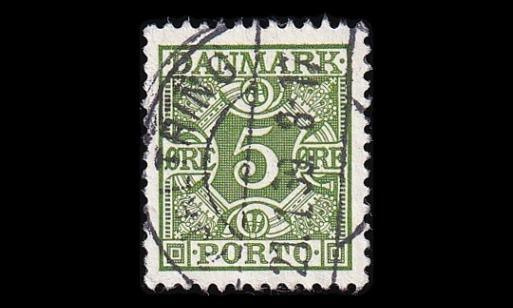 Tanska PORTO_27 o 5 öre vihreä ruututausta (1934)