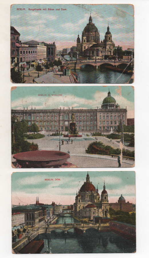 BERLIN, kolme 1900 luvun alun korttia. kulkeneet