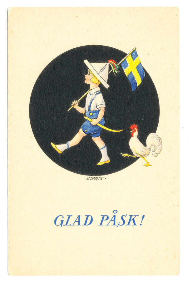 BIRGIT - Poika ja kana - vanha pääsiäiskortti