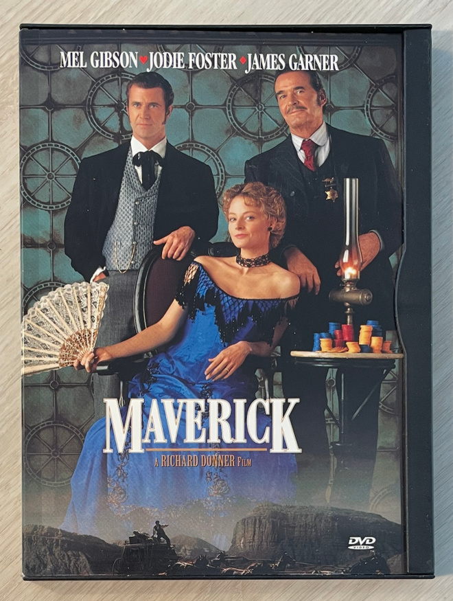 MAVERICK (1994) Mel Gibson, Jodie Foster, James Garner