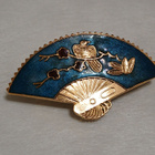 Vintage japanilainen solki rintakoru damaskeenemailiviuhka - pikkukuva 5