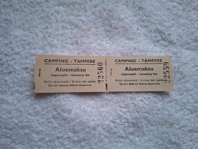 CAMPING - TAMPERE Aluemaksulippu pari vintage