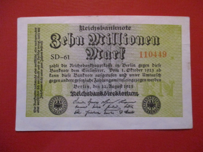 GERMANY 10 000 000 MARK 1923 KL9 (K15-S100)