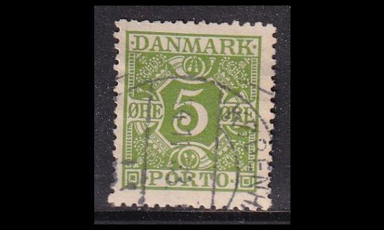 Tanska PORTO_20 o 5 öre vihreä tasainen tausta (1930)