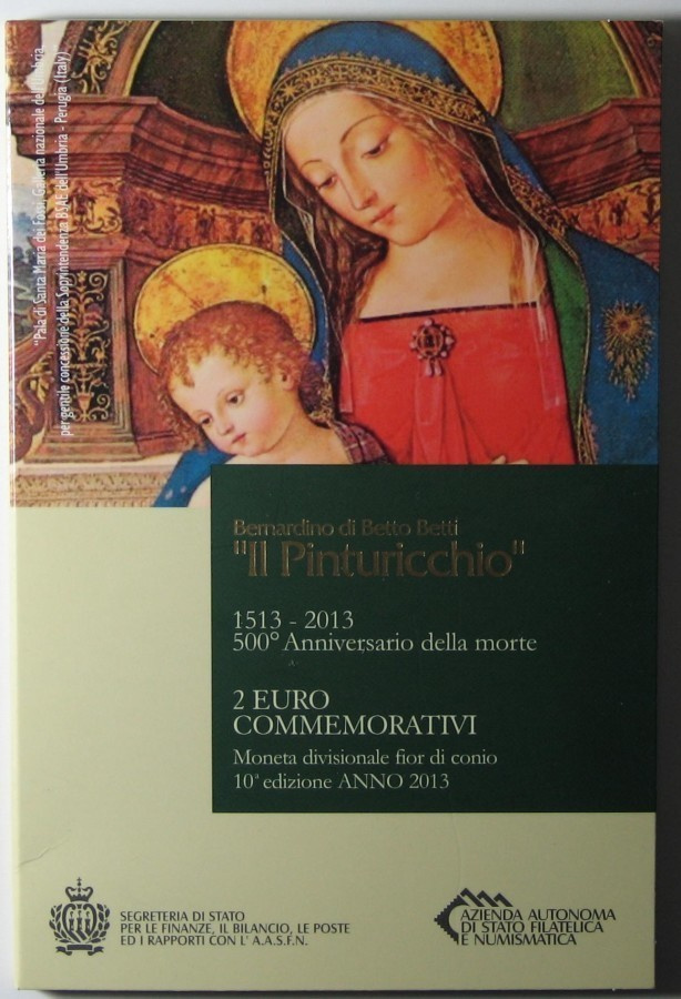 2013 San Marino 2euro juhlaraha Pinturicchio BU kansíossa