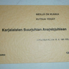 Helsinki 1965, Karjalaisten Suurjuhlan Avajaisjuhlan kutsu - pikkukuva 1