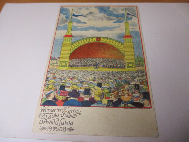 Viipuri Laulujuhlat mainoskortti 1908 np