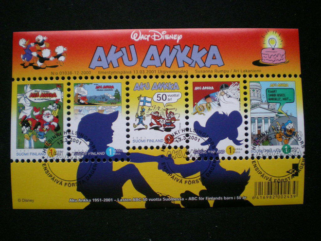 FDC-leimattu blokki Aku Ankka - LaPe BL26 o