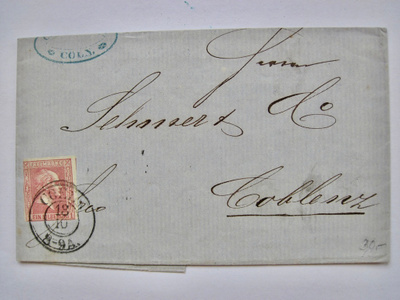 VANHA Kirje Saksa Coeln Köln Germany 1859