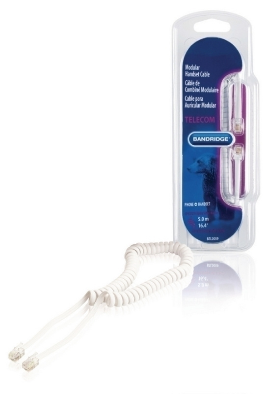 Bandridge Kuulokekaapeli RJ10 (4P4C), kierretty, 5m *UUSI*