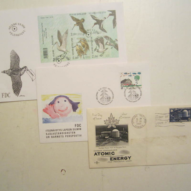 FDC merkkejä 3 kpl 5.10.92, 6.9.1996 ja Canada 27.10.66